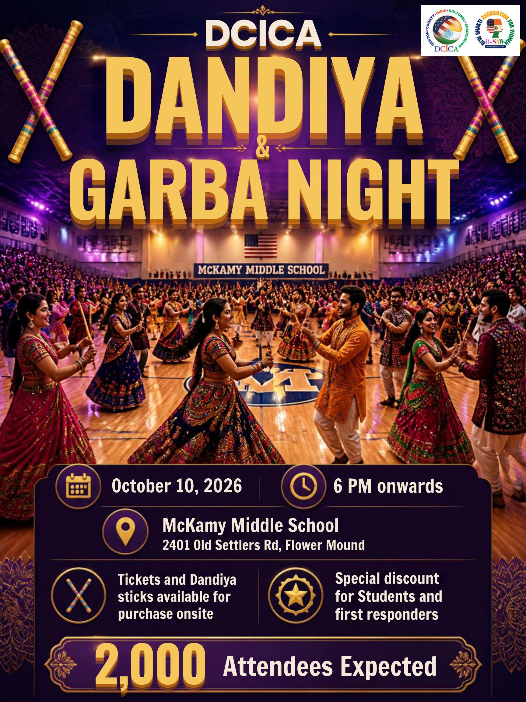 3D Dandiya and Garba Night event poster